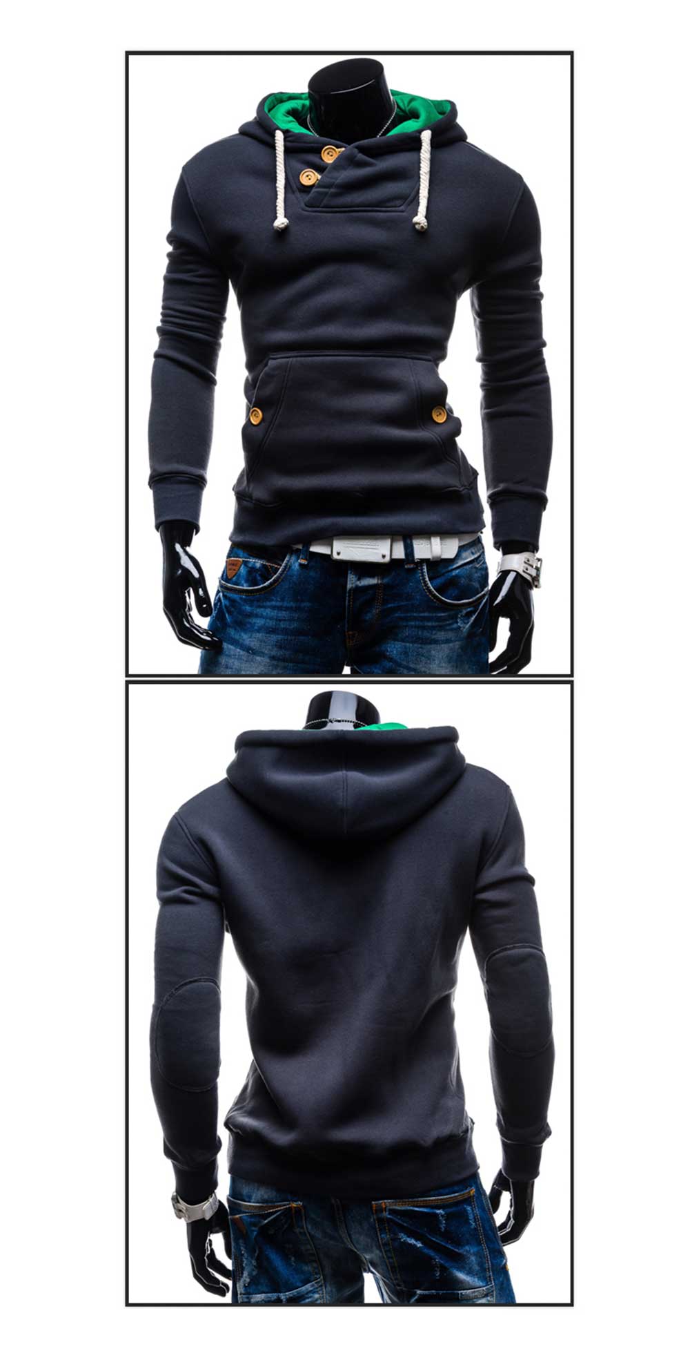 Casual Pocket Design Slim Fit Long Sleeve Men Hoodies