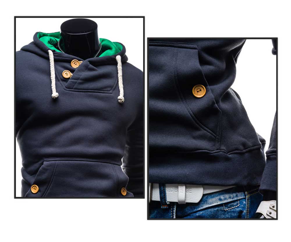 Casual Pocket Design Slim Fit Long Sleeve Men Hoodies