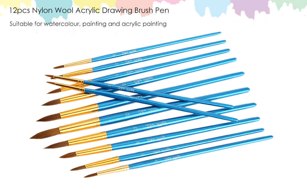 ZhuTing 12pcs Nylon Wool Acrylic Pointed Drawing Brush Pen Liner Painting Nail Art Tool ZhuTing 12pcs Nylon Wool Acrylic Pointed Drawing Brush Pen Liner Painting Nail Art Tool
