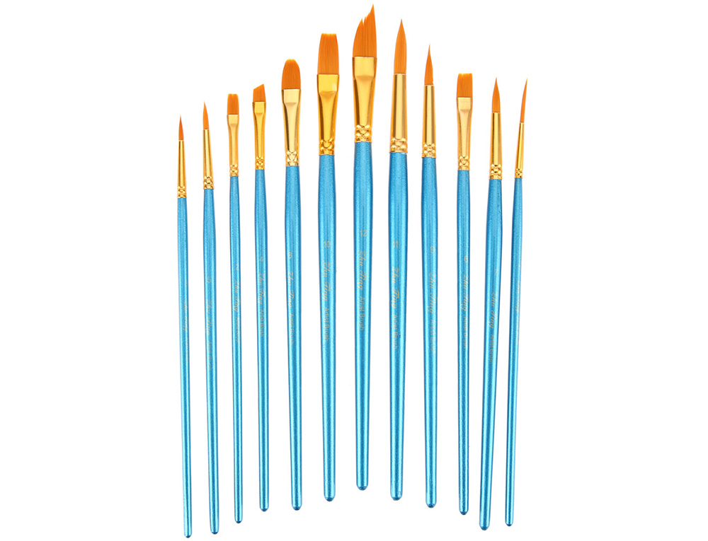 ZhuTing 12pcs Nylon Hair Paint Brush Artist Watercolor Acrylic Oil Painting with Palette ZhuTing 12pcs Nylon Hair Paint Brush Artist Watercolor Acrylic Oil Painting with Palette