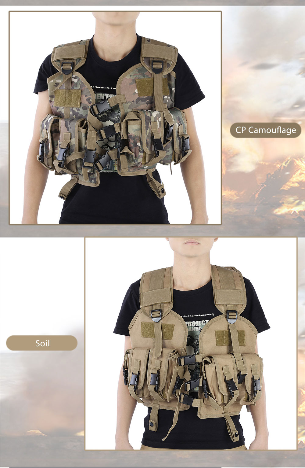 Camouflage Hunting Military Tactical Vest Wargame Body Molle Armor CS Outdoor Equipment Camouflage Hunting Military Tactical Vest Wargame Body Molle Armor CS Outdoor Equipment