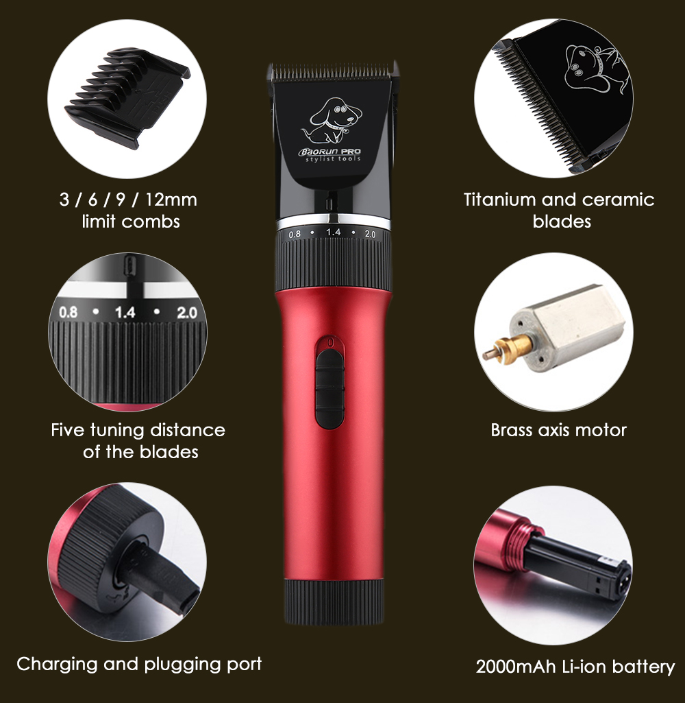 BaoRun P6 Professional Rechargeable Pet Electric Hair Clipper Cutter with Grooming Kit BaoRun P6 Professional Rechargeable Pet Electric Hair Clipper Cutter with Grooming Kit