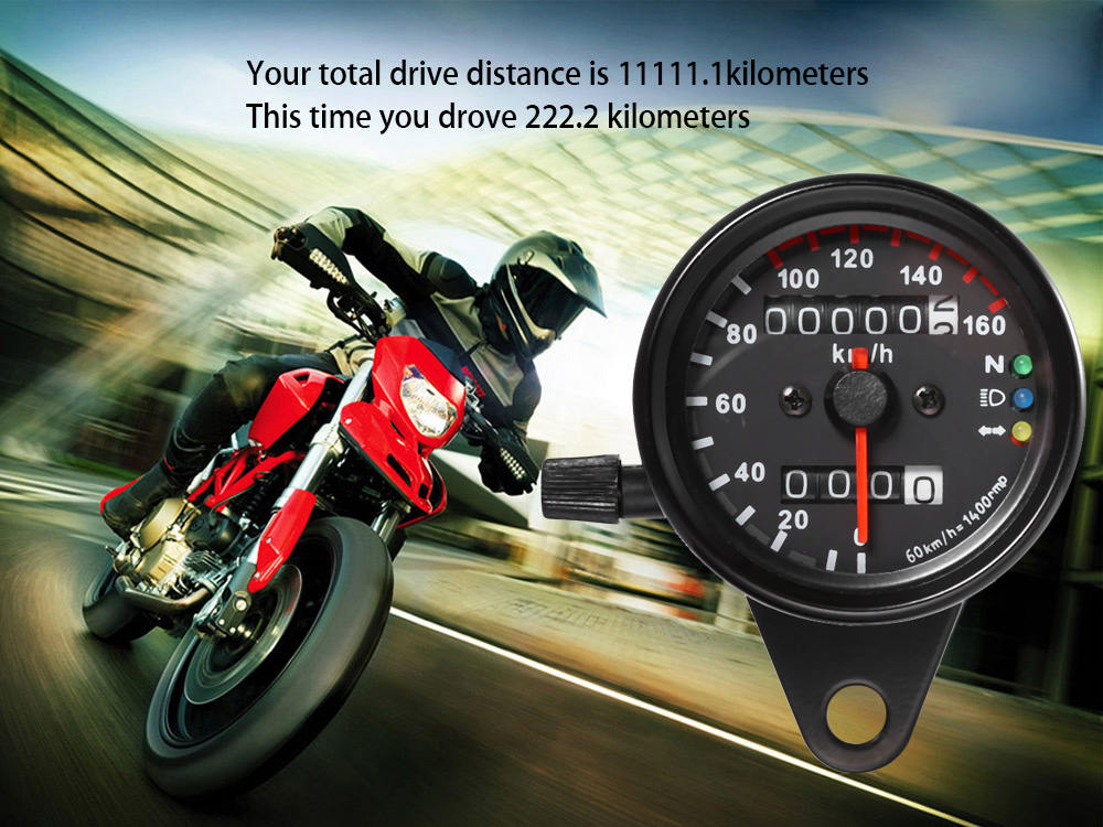 12V Motorbike Tachometer Speedometer Dual Display LED Backlight Signal Light Motorcycle Odometer 12V Motorbike Tachometer Speedometer Dual Display LED Backlight Signal Light Motorcycle Odometer