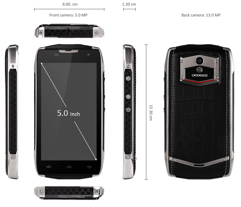 Doogee T5 Android 6.0 5.0 inch 4G Smartphone MTK6753 Octa Core 1.3GHz 3GB RAM 32GB ROM 13.0MP Rear Camera GPS