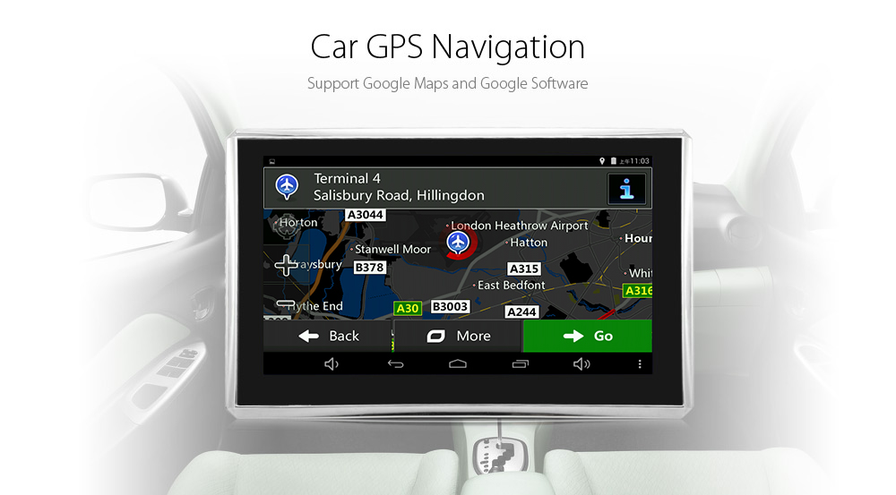5 inch Android 4.4 Car Tablet GPS 170 Degree Wide Angle 1080P DVR Recorder WiFi / FM Transmitter Multi-media Player Support Google Maps Software