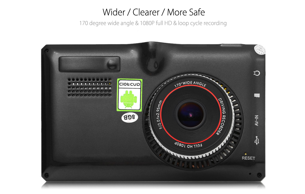 5 inch Android 4.4 Car Tablet GPS 170 Degree Wide Angle 1080P DVR Recorder WiFi / FM Transmitter Multi-media Player Support Google Maps Software