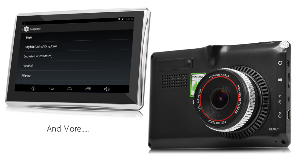 5 inch Android 4.4 Car Tablet GPS 170 Degree Wide Angle 1080P DVR Recorder WiFi / FM Transmitter Multi-media Player Support Google Maps Software