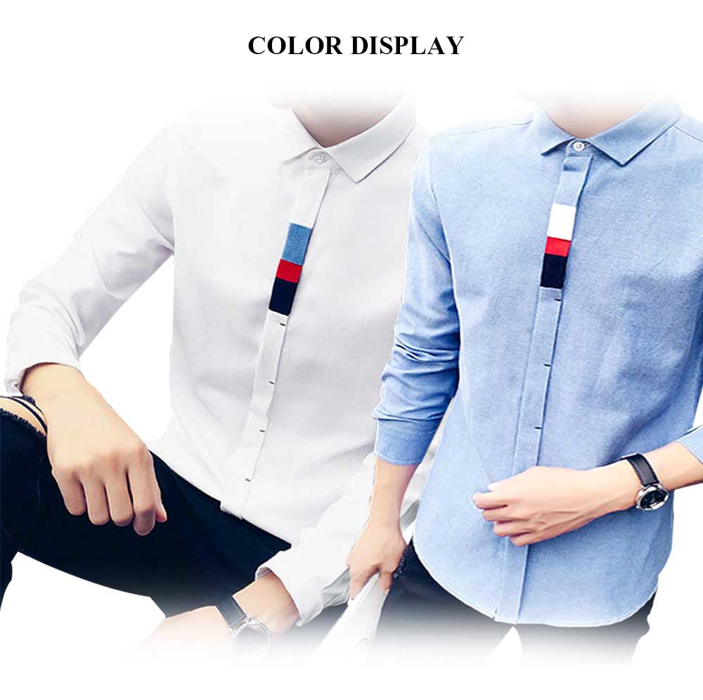 Casual Pure Color Cotton Blends Long Sleeve Shirt for Men