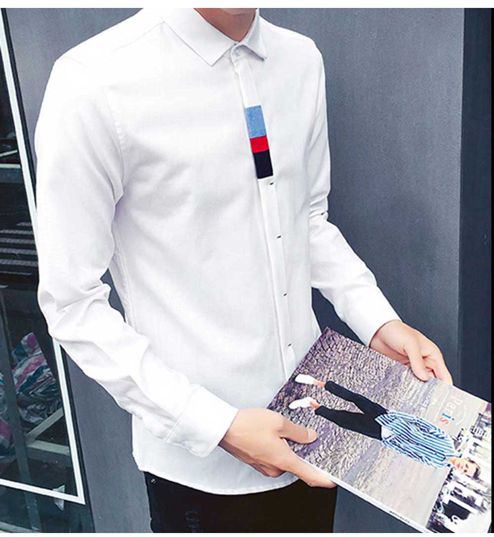 Casual Pure Color Cotton Blends Long Sleeve Shirt for Men
