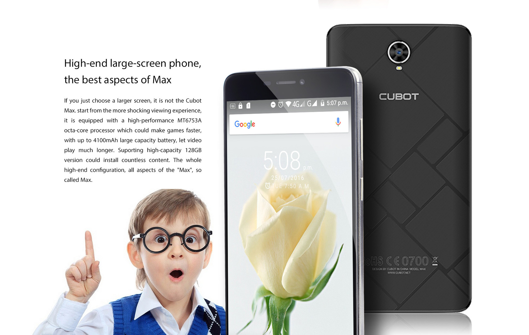Cubot Max Android 6.0 6.0 inch 4G Phablet MTK6753 1.3GHz Octa Core 3GB RAM 32GB ROM OTG Hotknot GPS Bluetooth 4.0