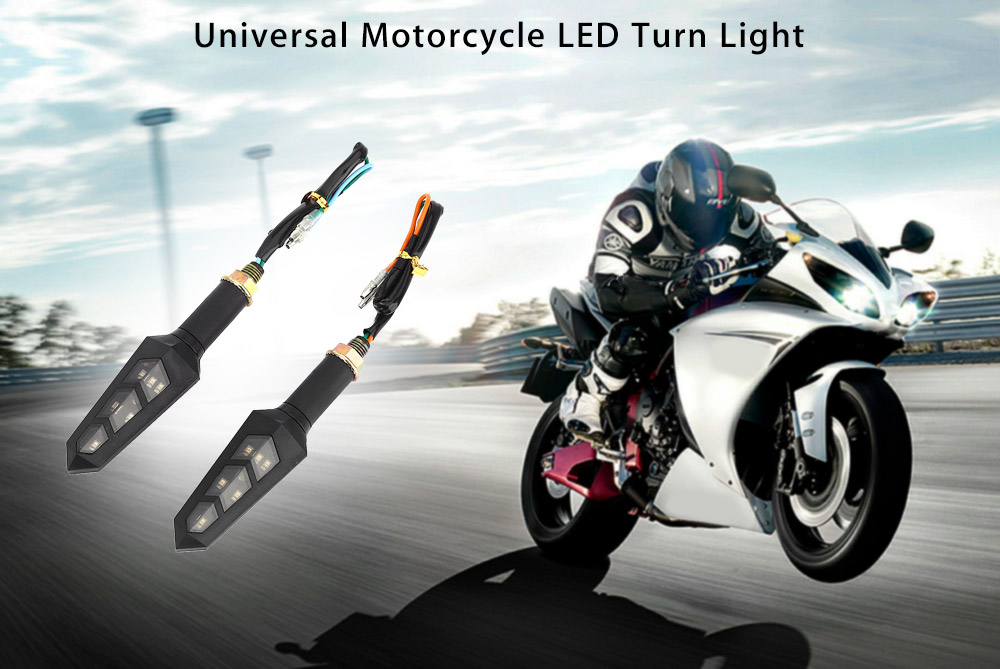 Pair of Universal Motorcycle Motorbike LED Turn Signal Light Corner Lamp