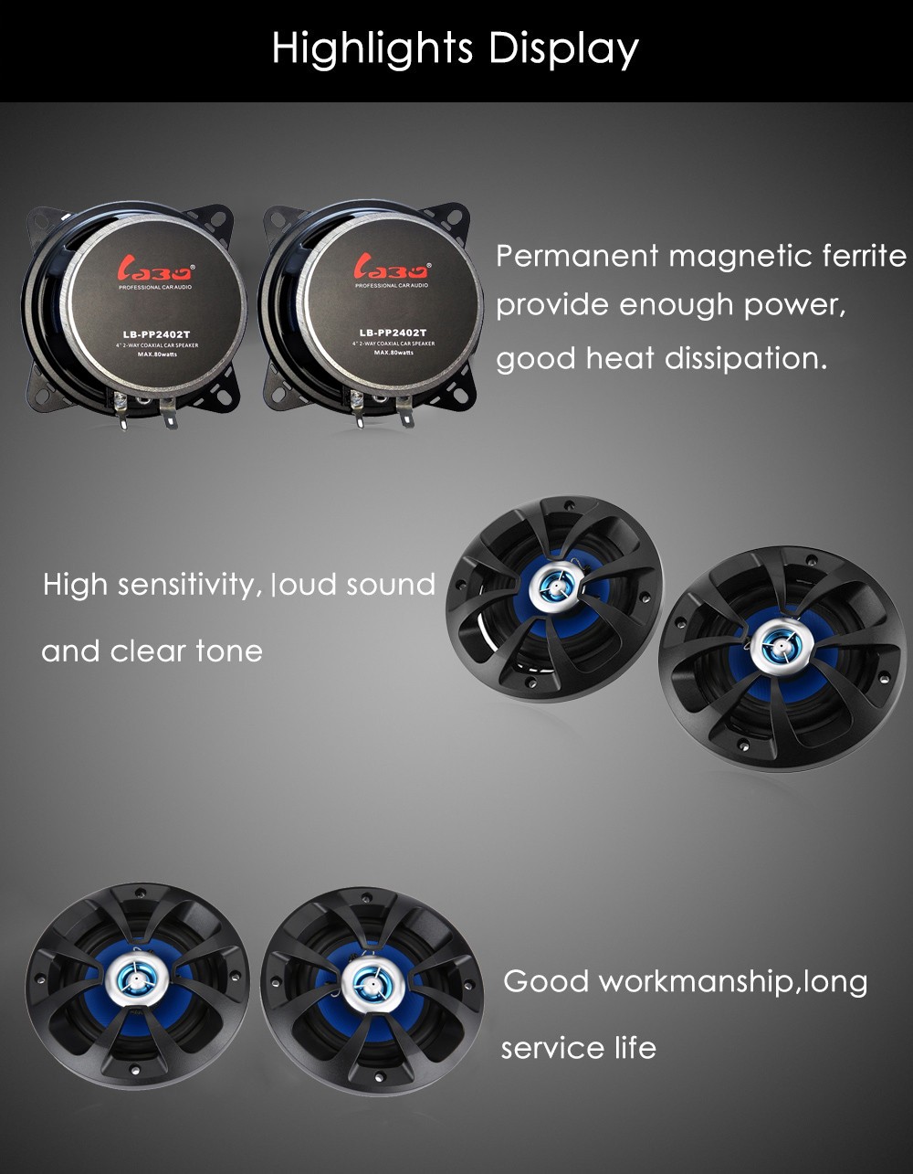 LABO Paired LB - PP2402T Car 4 Inch Music Power Sensitivity Coaxial Speaker