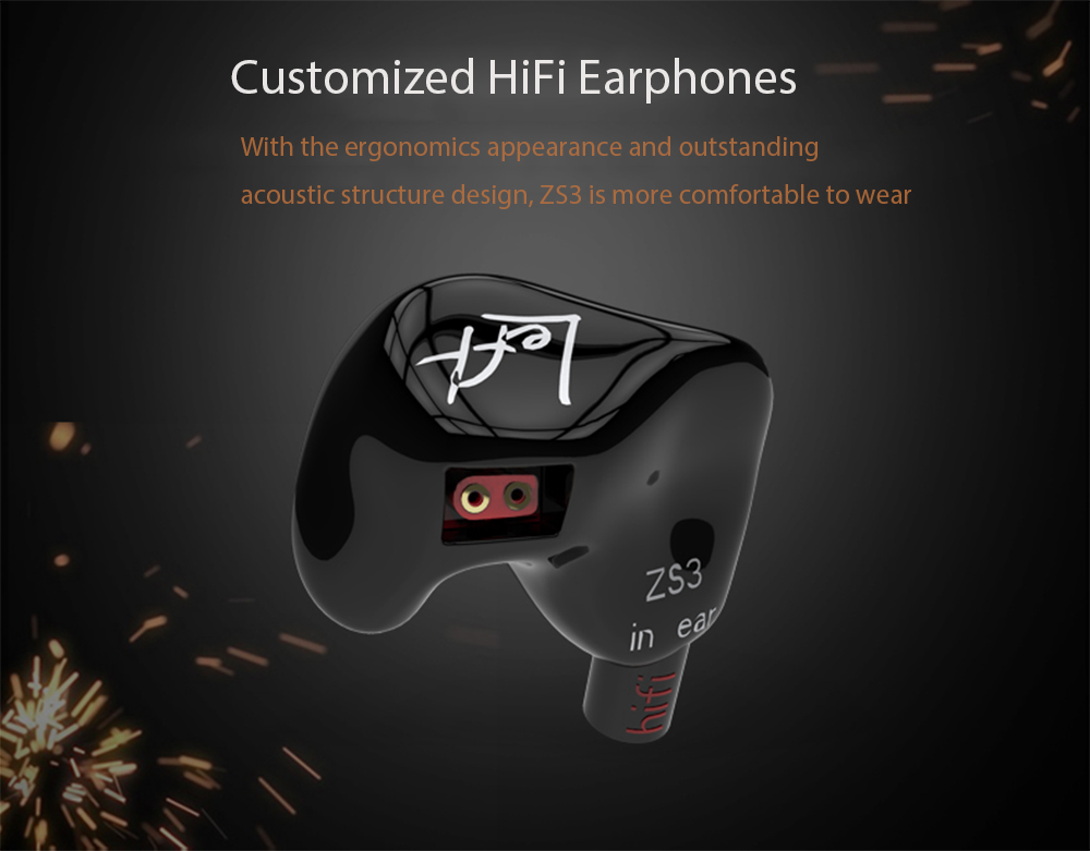 KZ ZS3 HiFi In-ear Earphones with Mic Detachable Earbud Design