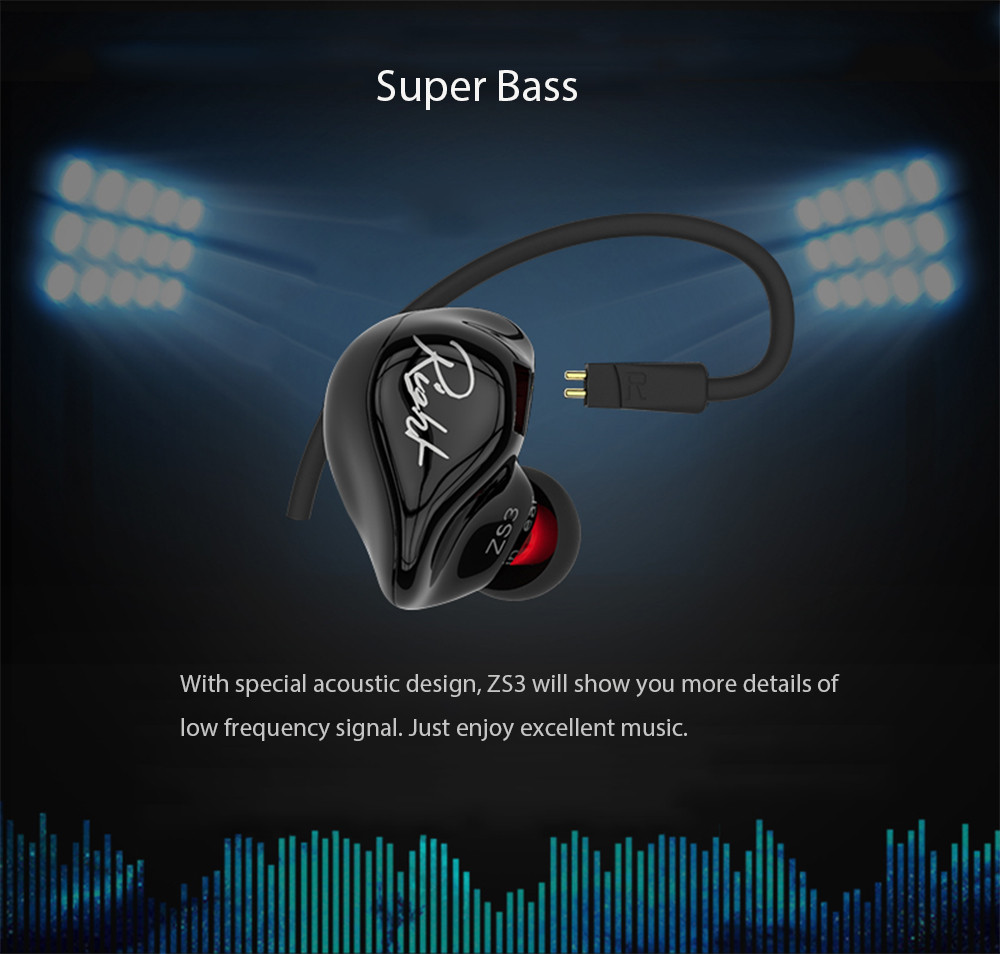KZ ZS3 HiFi In-ear Earphones with Mic Detachable Earbud Design