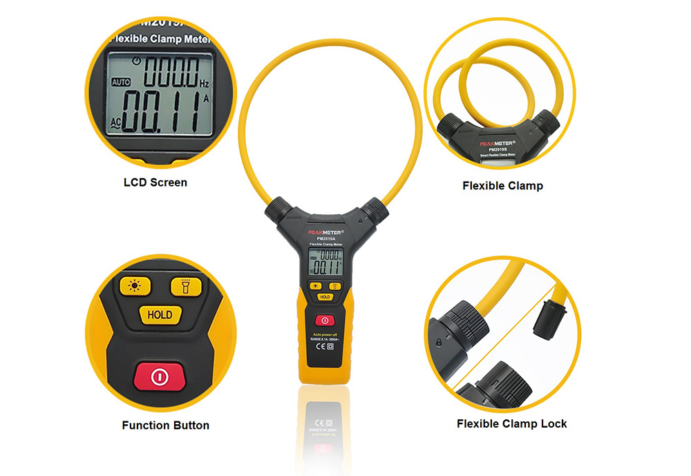 PEAKMETER PM2019A Handheld Digital Flexible Clamp Meter Multimeter AC Current