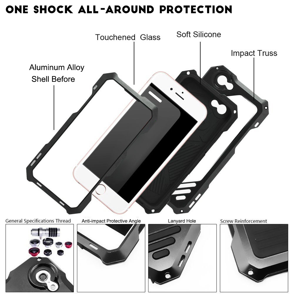 3 in 1 198 Degree Fisheye / 15X Macro / 0.63X Wide Angle Lens IP54 Dustproof Shockproof Protective Cover for iPhone 6 Plus / 6S Plus