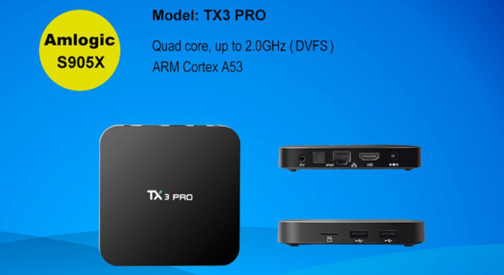 TX3 Pro TV Box Android 6.0 Amlogic S905X Quad Core 4K H.265 2.4G WiFi 1G RAM 8G ROM