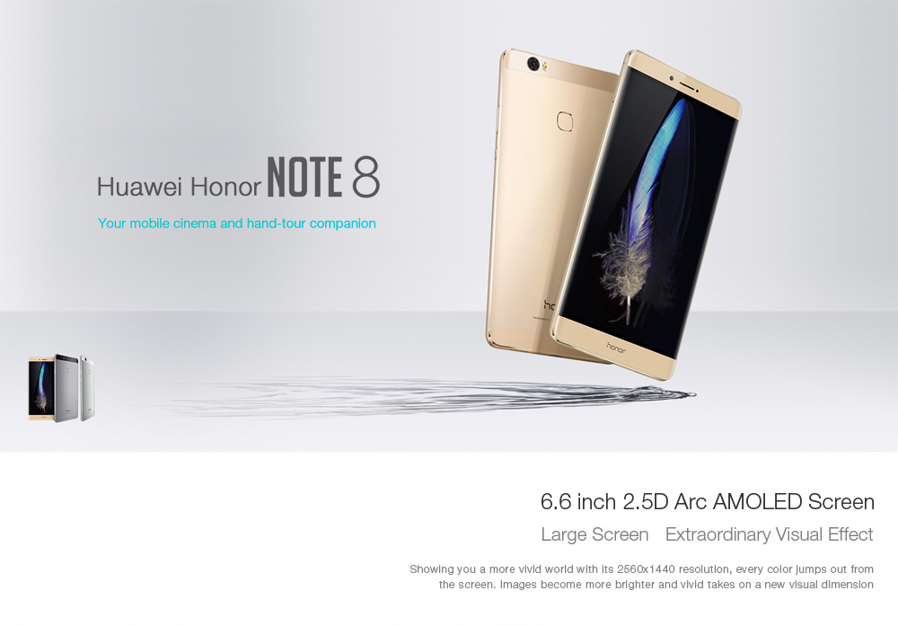 Huawei Honor Note 8 Android 6.0 6.6 inch 4G Phablet Kirin 955 Octa Core 2.5GHz 4GB RAM 64GB ROM AMOLED  Screen Fingerprint Scanner 13.0MP Rear Camera