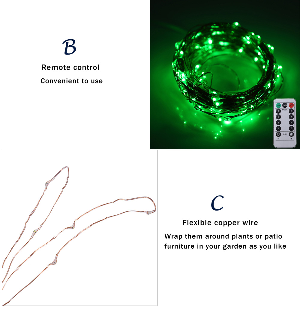 10M 100 LEDs Battery Operated Copper String Light Waterproof Remote Control Decorative Lamp 10M 100 LEDs Battery Operated Copper String Light Waterproof Remote Control Decorative Lamp