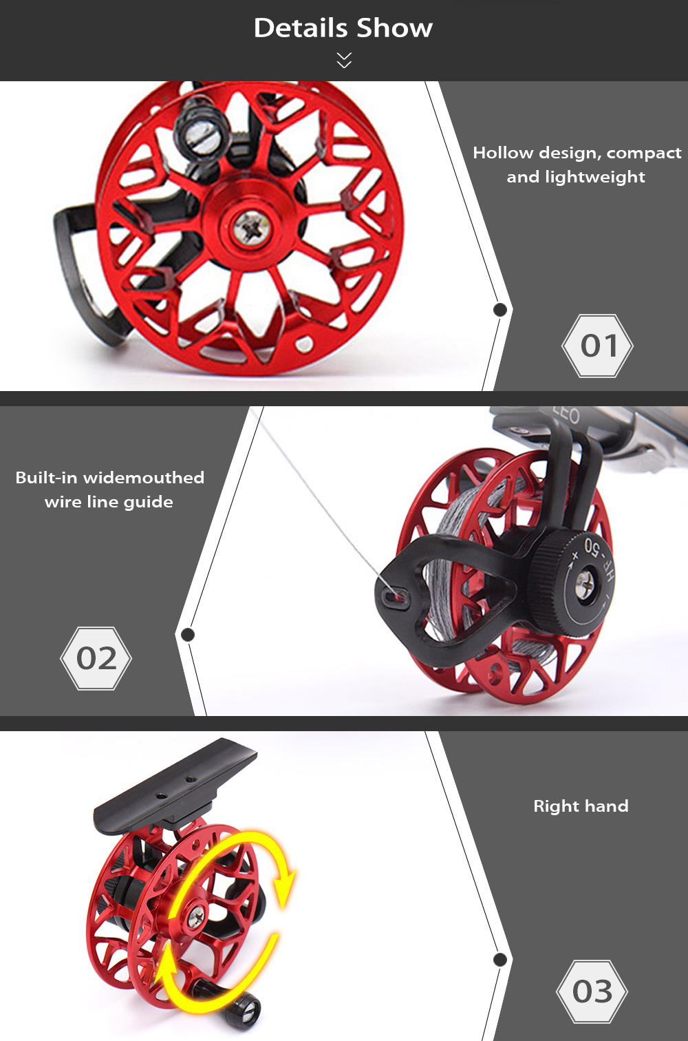 LEO HF50 Right Hand Full Metal Aluminum Alloy CNC Machined Ice Fly Fishing Reel LEO HF50 Right Hand Full Metal Aluminum Alloy CNC Machined Ice Fly Fishing Reel