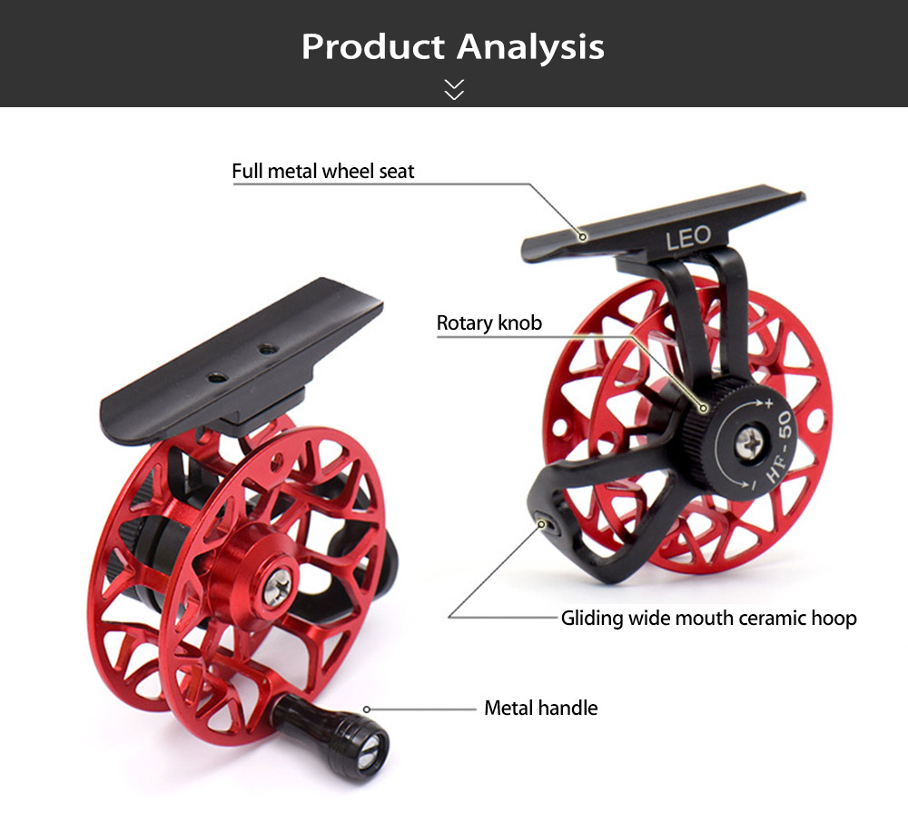 LEO HF50 Right Hand Full Metal Aluminum Alloy CNC Machined Ice Fly Fishing Reel LEO HF50 Right Hand Full Metal Aluminum Alloy CNC Machined Ice Fly Fishing Reel