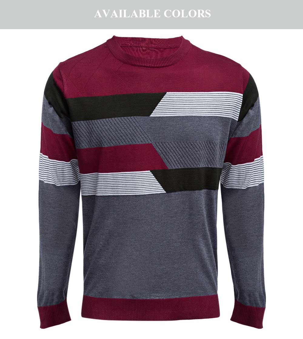 Fashionable Stripe Round Neck Pullover Knitwear for Men