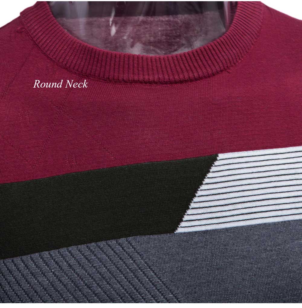 Fashionable Stripe Round Neck Pullover Knitwear for Men
