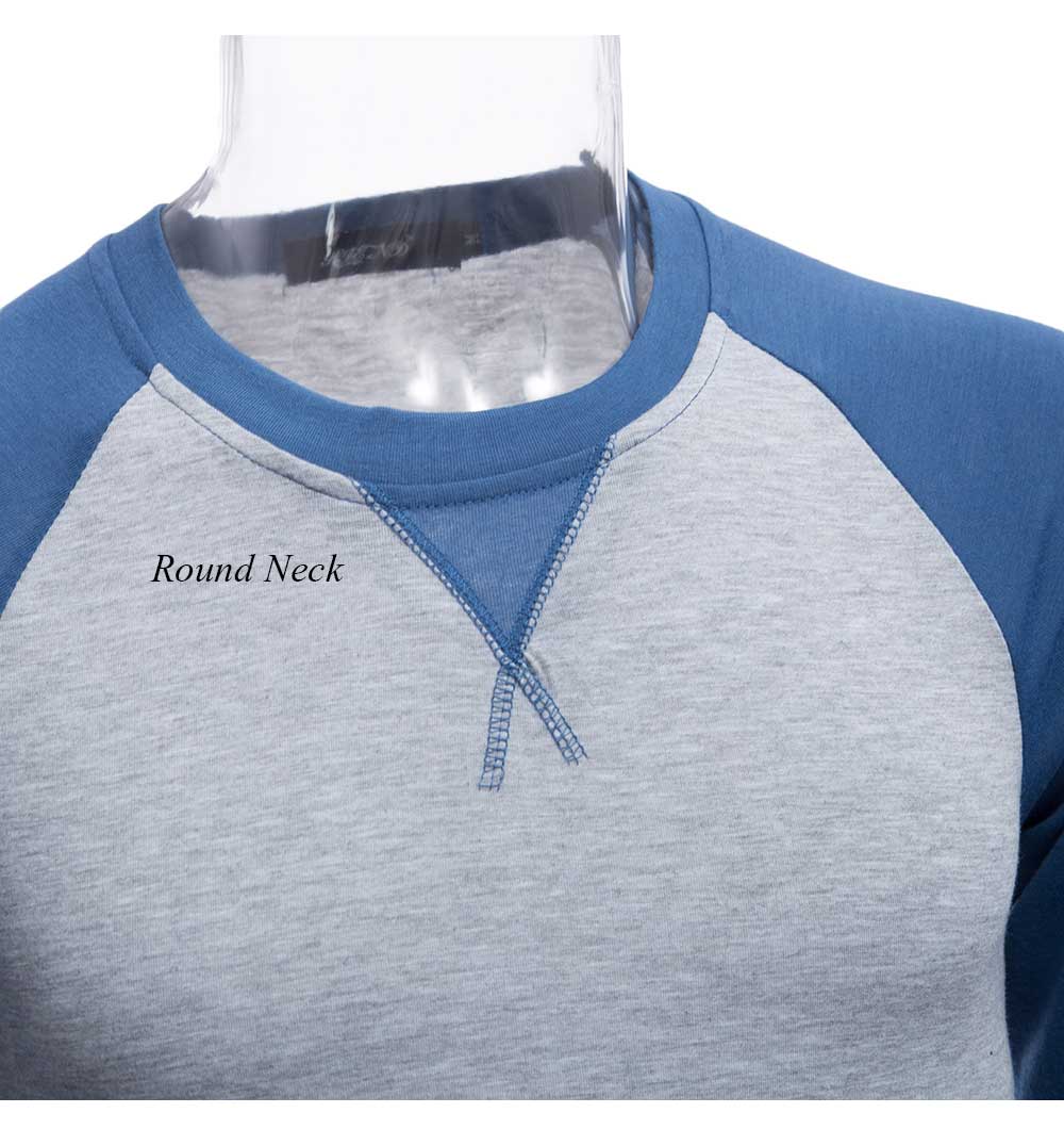 Casual Patchwork Round Neck Long Sleeve Shirt for Men