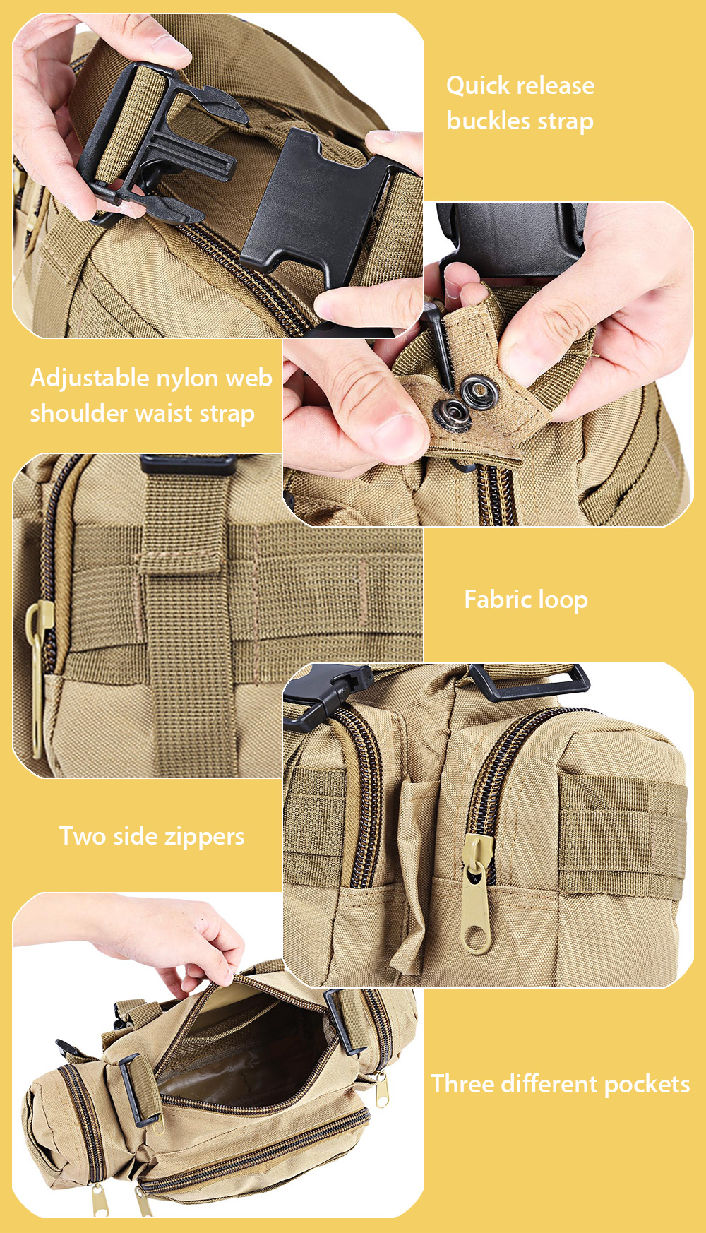 Outdoor Sport Cycling Hiking Multifunctional Nylon Waist Bag Outdoor Sport Cycling Hiking Multifunctional Nylon Waist Bag