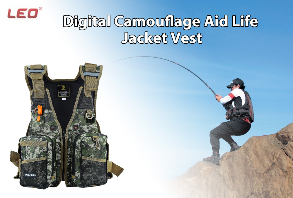 LEO Outdoor Digital Camouflage Life Jacket Fishing Vest LEO Outdoor Digital Camouflage Life Jacket Fishing Vest
