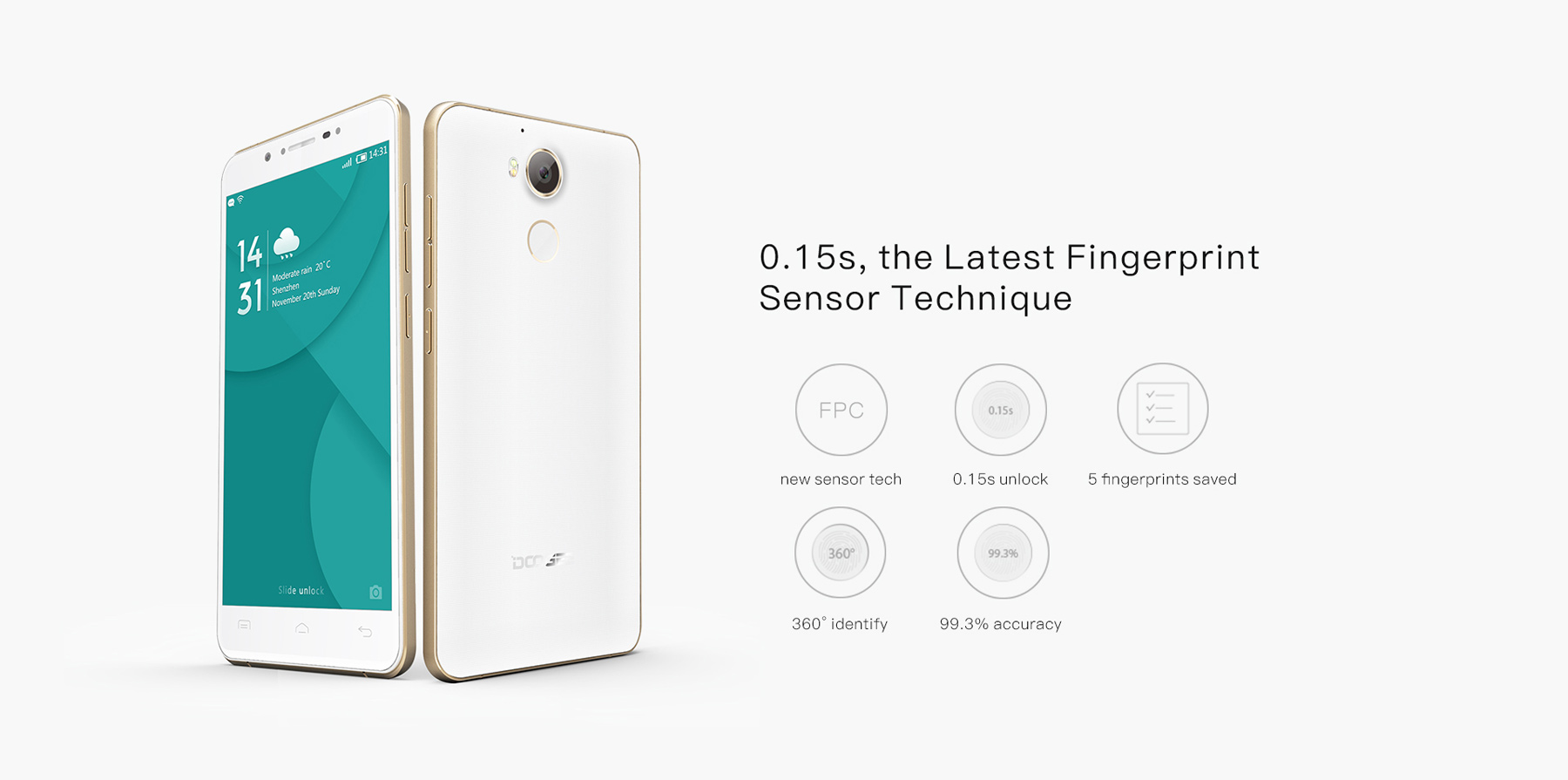 Doogee F7 Android 6.0 5.5 inch 4G Phablet Helio X20 2.3GHz Deca Core 3GB RAM 32GB ROM 13.0MP Rear Camera Bluetooth 4.0 Smart Gestures