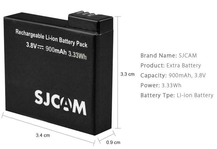 Original SJCAM Replacement 900mAh Rechargeable Back-up Lithium-ion Battery 3.8V for M20