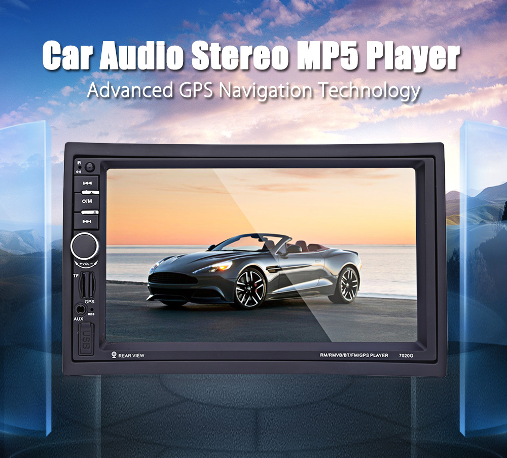 7020G 7 inch Car Audio Stereo MP5 Player 12V Auto Video Remote Control Rearview Camera GPS Navigation Function