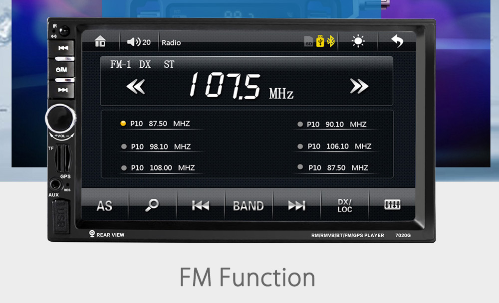 7020G 7 inch Car Audio Stereo MP5 Player 12V Auto Video Remote Control Rearview Camera GPS Navigation Function
