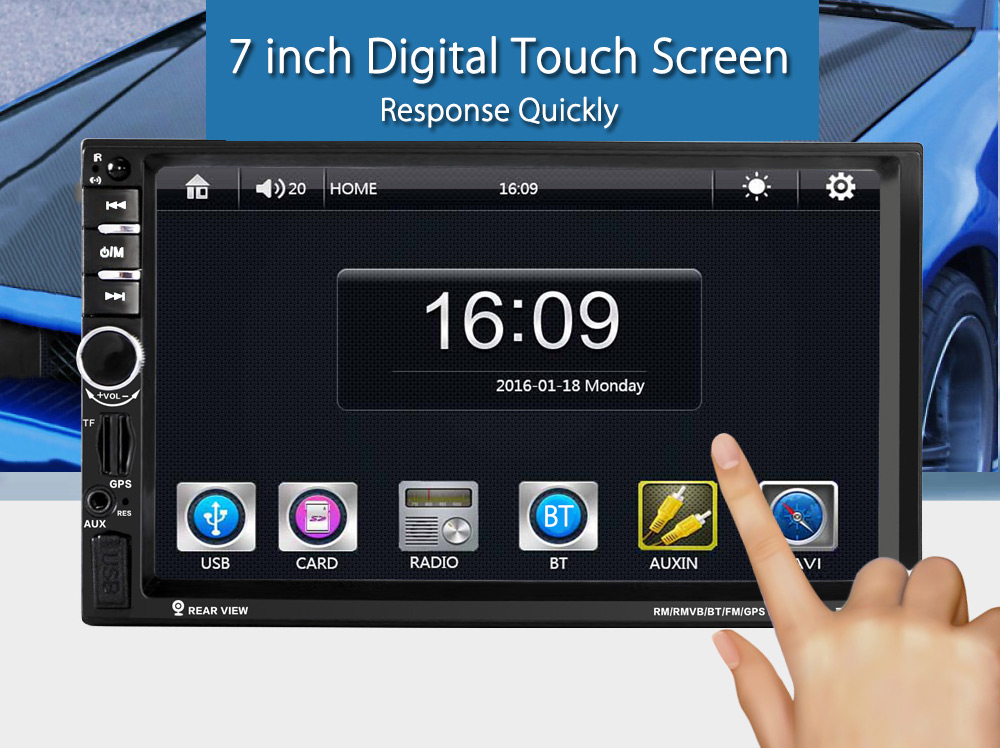 7020G 7 inch Car Audio Stereo MP5 Player 12V Auto Video Remote Control Rearview Camera GPS Navigation Function
