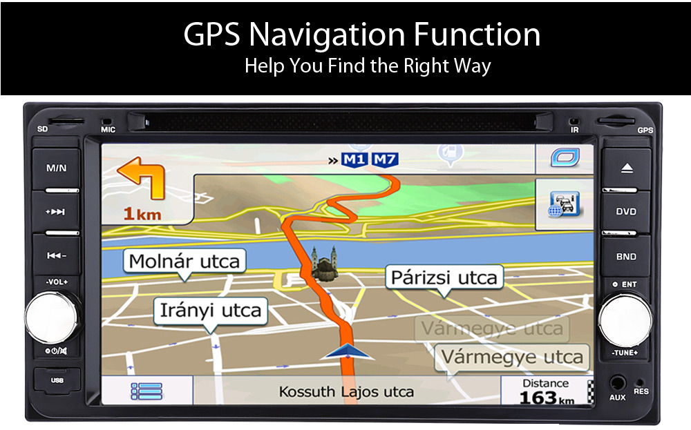 7 inch Car DVD Player 12V Auto Video Remote Control Intelligent Reversing Camera GPS Navigation Function