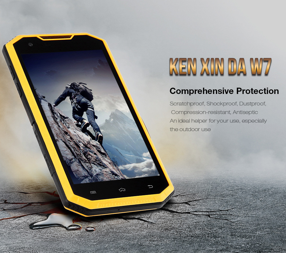 Ken Xin Da W7 5.0 inch Android 6.0 4G Smartphone MTK6735 Quad Core 1.3GHz 1GB RAM 16GB ROM Corning Gorilla Glass 3 Screen GPS IP68 Waterproof Shockproof Dustproof