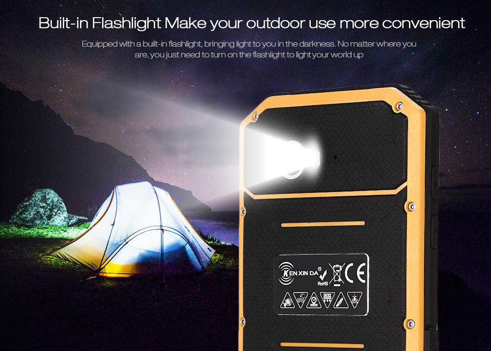 Ken Xin Da W7 5.0 inch Android 6.0 4G Smartphone MTK6735 Quad Core 1.3GHz 1GB RAM 16GB ROM Corning Gorilla Glass 3 Screen GPS IP68 Waterproof Shockproof Dustproof