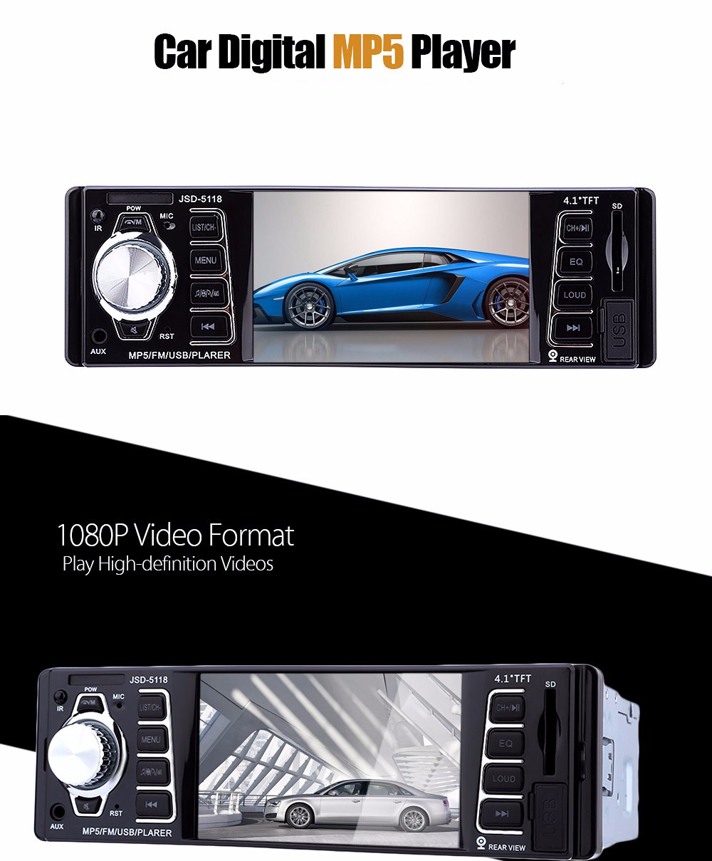 JSD - 5118 7020G 4.1 inch Car Digital Audio Stereo MP5 Player Remote Control