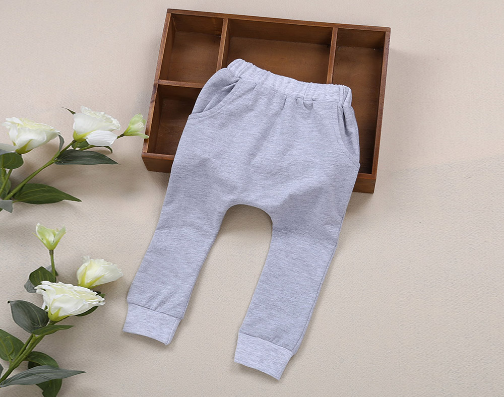 Baby Child Sweet Cartoon Animal Cat Solid Color High Waist Pocket Design Elastic Long Pants