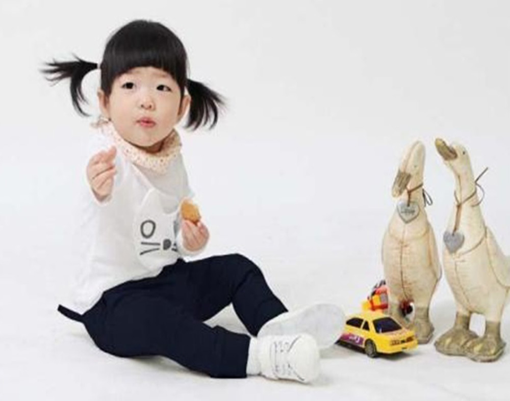 Baby Child Sweet Cartoon Animal Cat Solid Color High Waist Pocket Design Elastic Long Pants