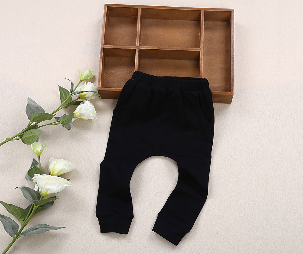 Baby Child Sweet Cartoon Animal Cat Solid Color High Waist Pocket Design Elastic Long Pants