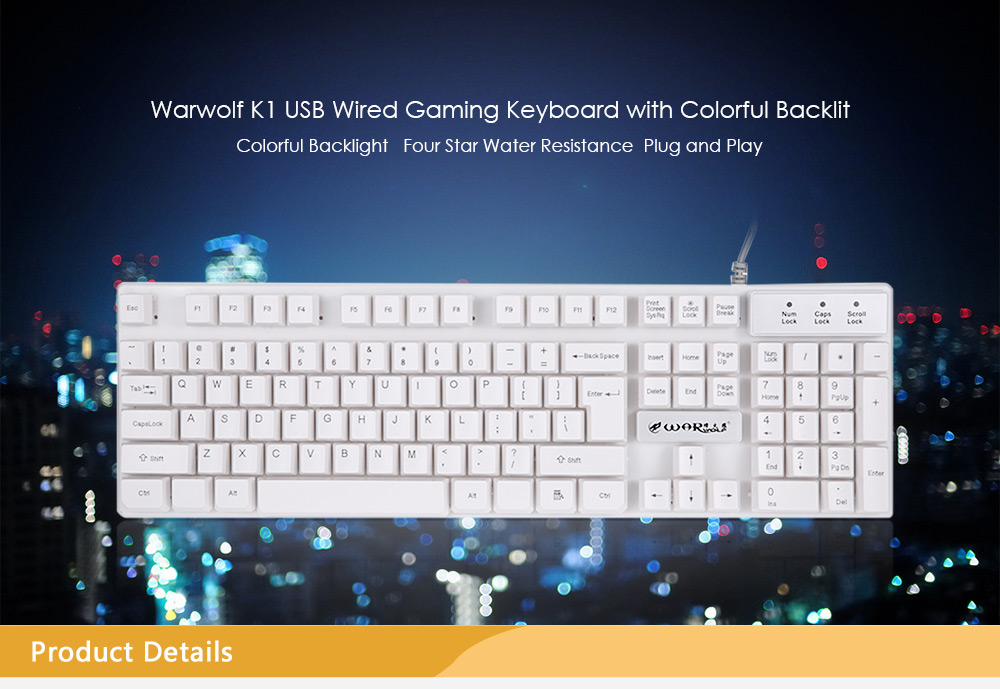 Warwolf K1 Professional USB Wired Optical Gaming Keyboard with Backlight Warwolf K1 Professional USB Wired Optical Gaming Keyboard with Backlight