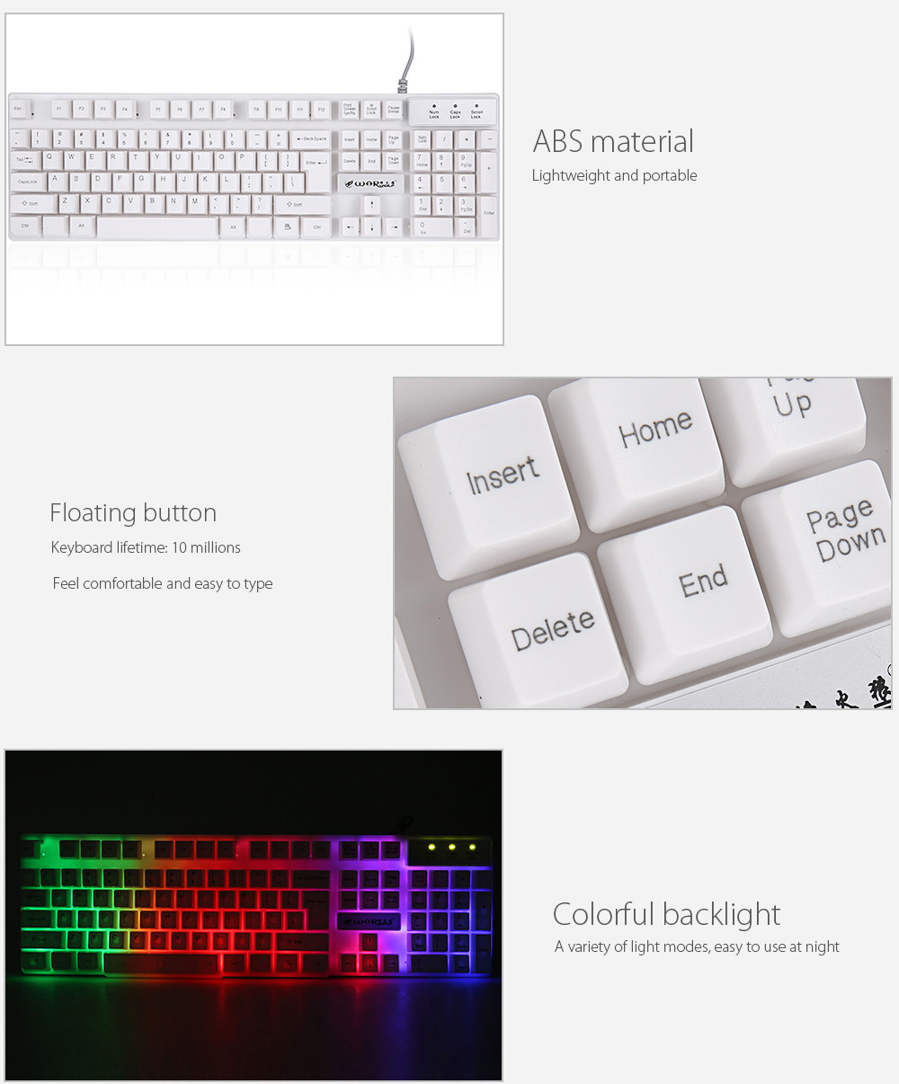 Warwolf K1 Professional USB Wired Optical Gaming Keyboard with Backlight Warwolf K1 Professional USB Wired Optical Gaming Keyboard with Backlight