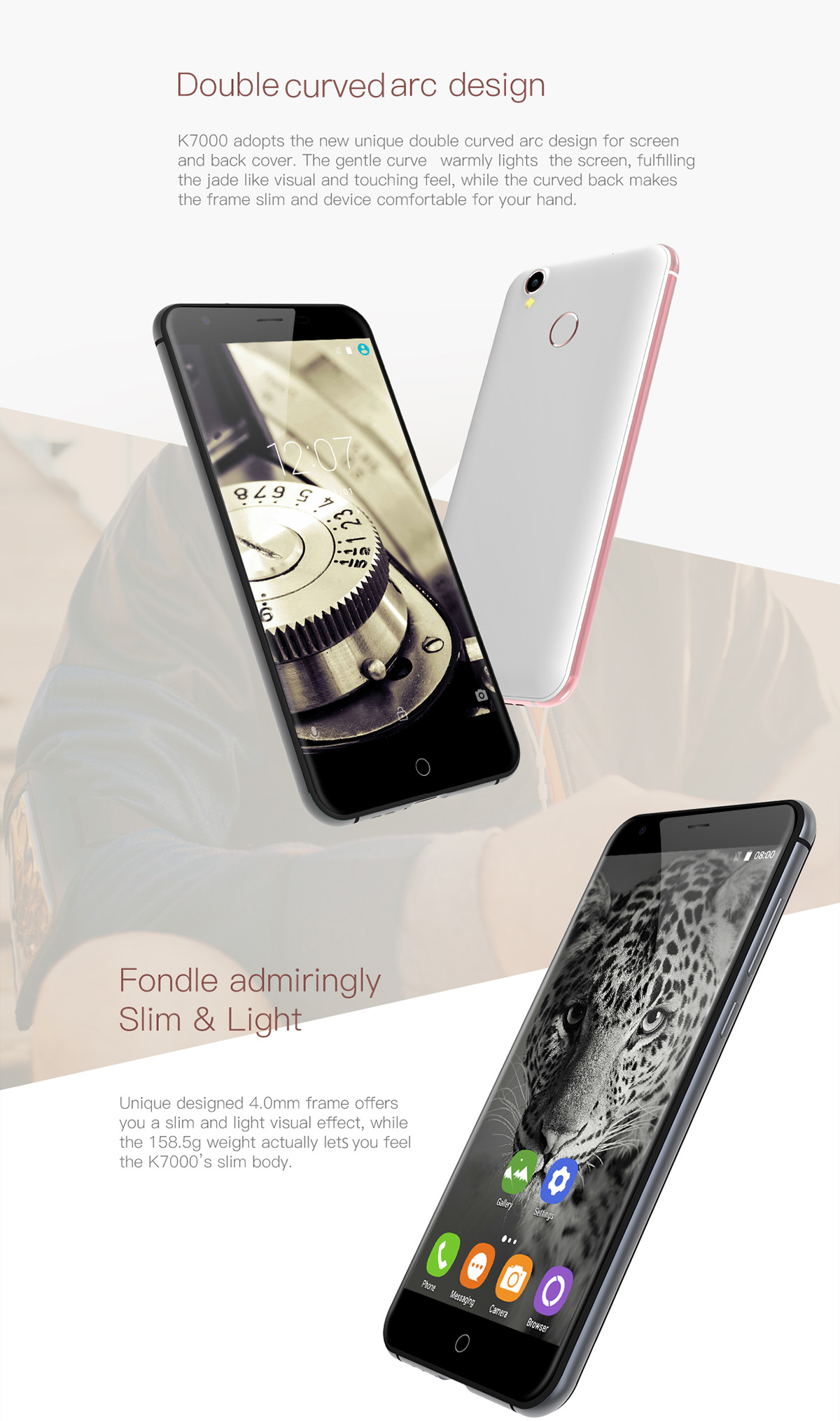 Oukitel K7000 Android 6.0 5.0 inch 4G Smartphone MTK6737 Quad Core 1.3GHz 2GB RAM 16GB ROM Fingerprint Scanner 2.5D Arc Screen Bluetooth 4.0
