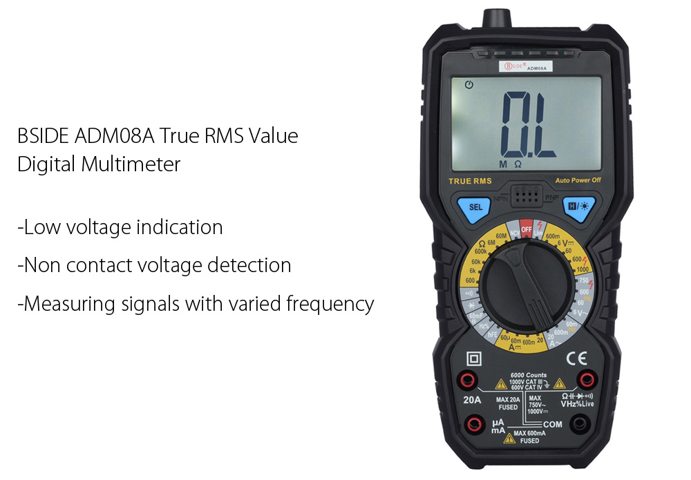 BSIDE ADM08A True RMS Value Digital Multimeter Temperature Capacitance Frequency Test BSIDE ADM08A True RMS Value Digital Multimeter Temperature Capacitance Frequency Test