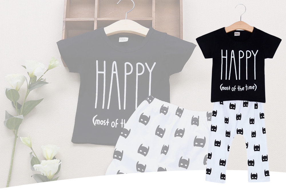 Casual Round Collar Printed Cotton Babies Two Piece Set
