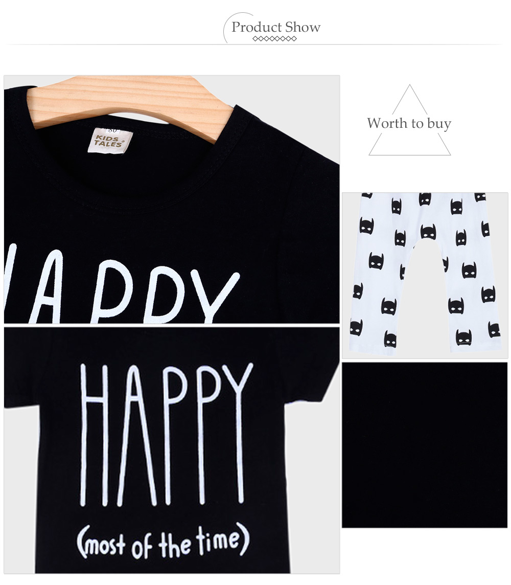 Casual Round Collar Printed Cotton Babies Two Piece Set