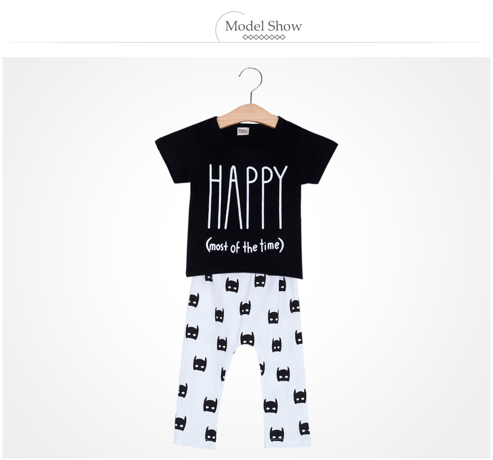 Casual Round Collar Printed Cotton Babies Two Piece Set