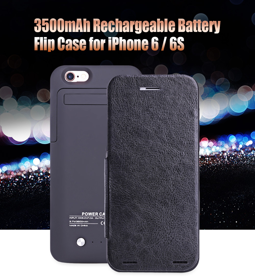 3500mAh External Battery Power Bank Charger Flip Case for iPhone 6 / 6S 4.7 inch